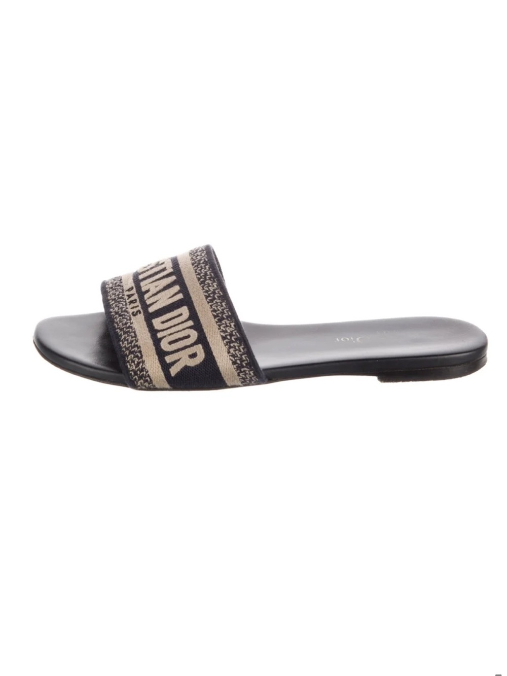 Dior Black and Beige Logo Slide Sandal